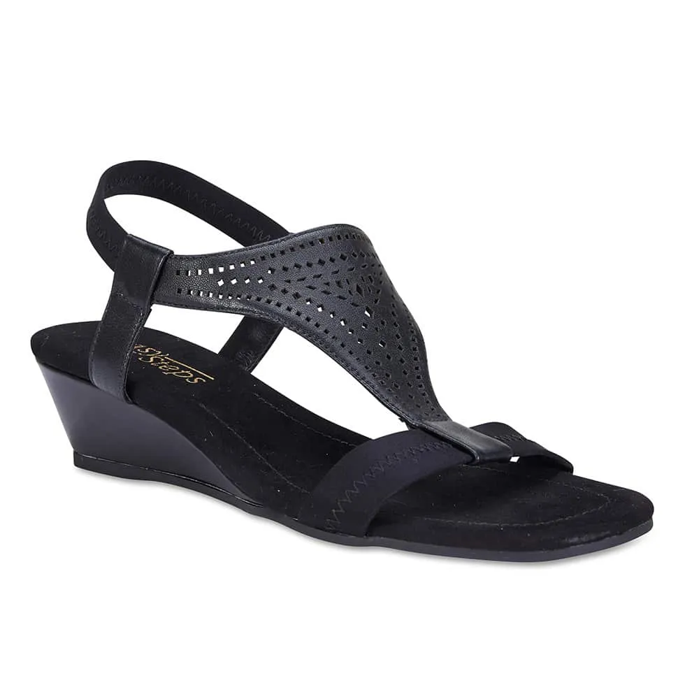 Casino Heel in Black Leather