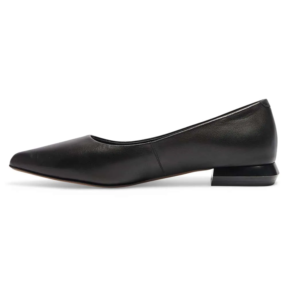 Cassie Flat in Black Leather