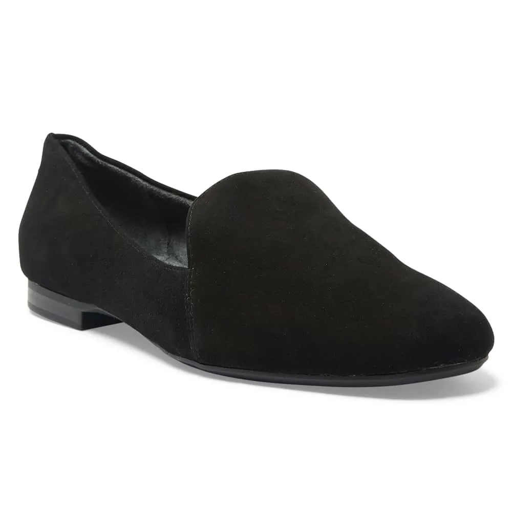 Castle Flat in Black Suede