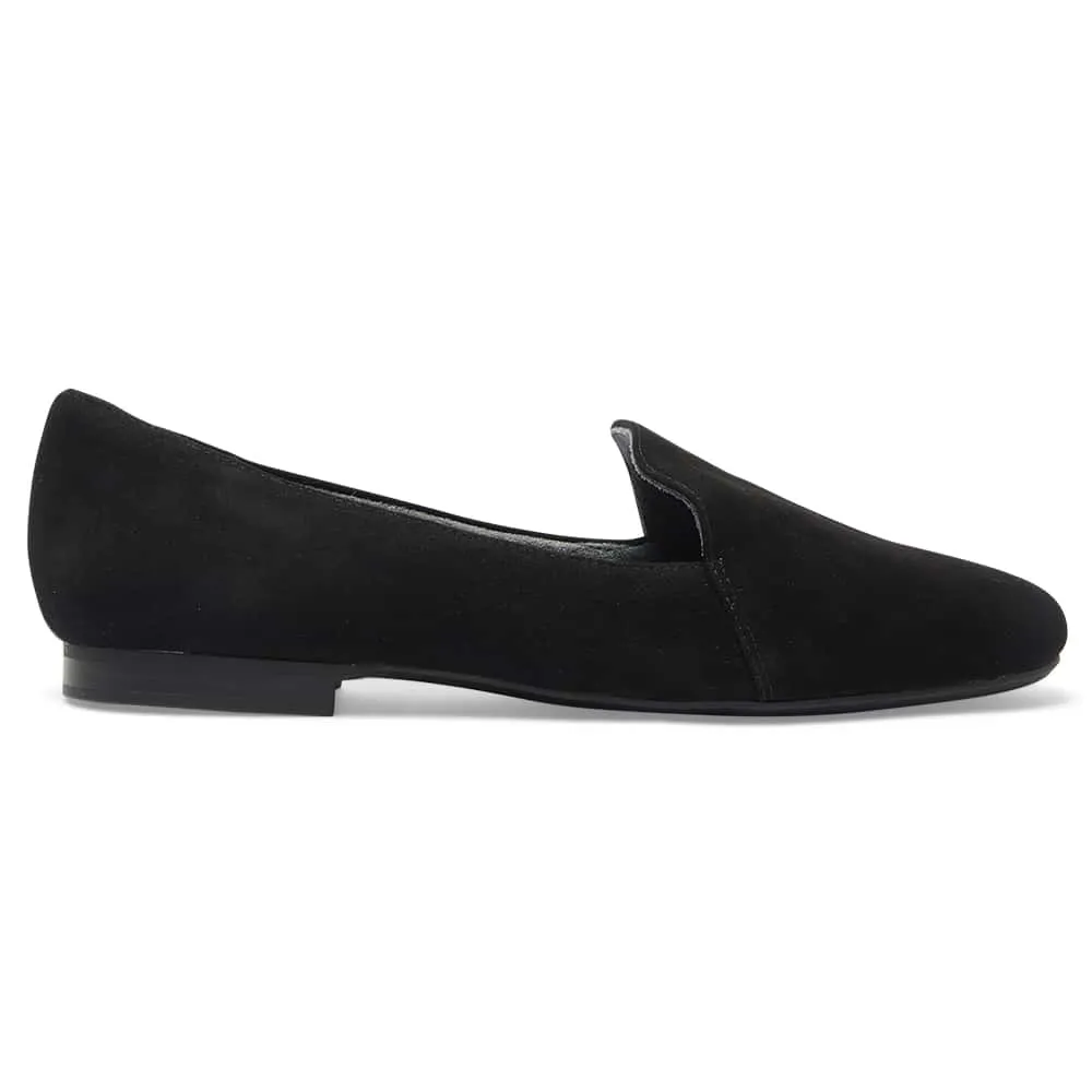 Castle Flat in Black Suede