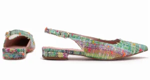 Catalina Sandal In Green Multi Tweed