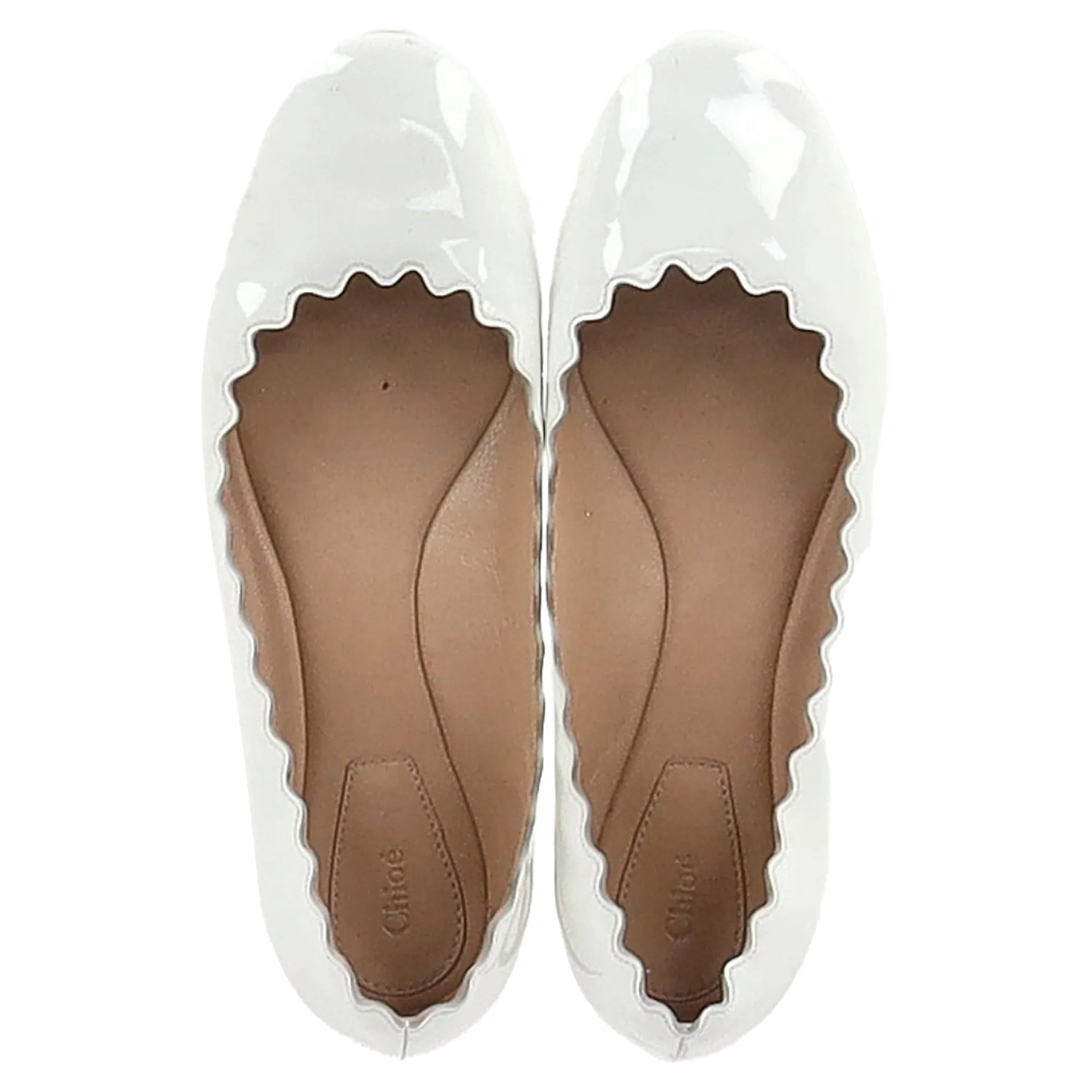 Chlo Lauren Ballet Flats in White Patent Leather