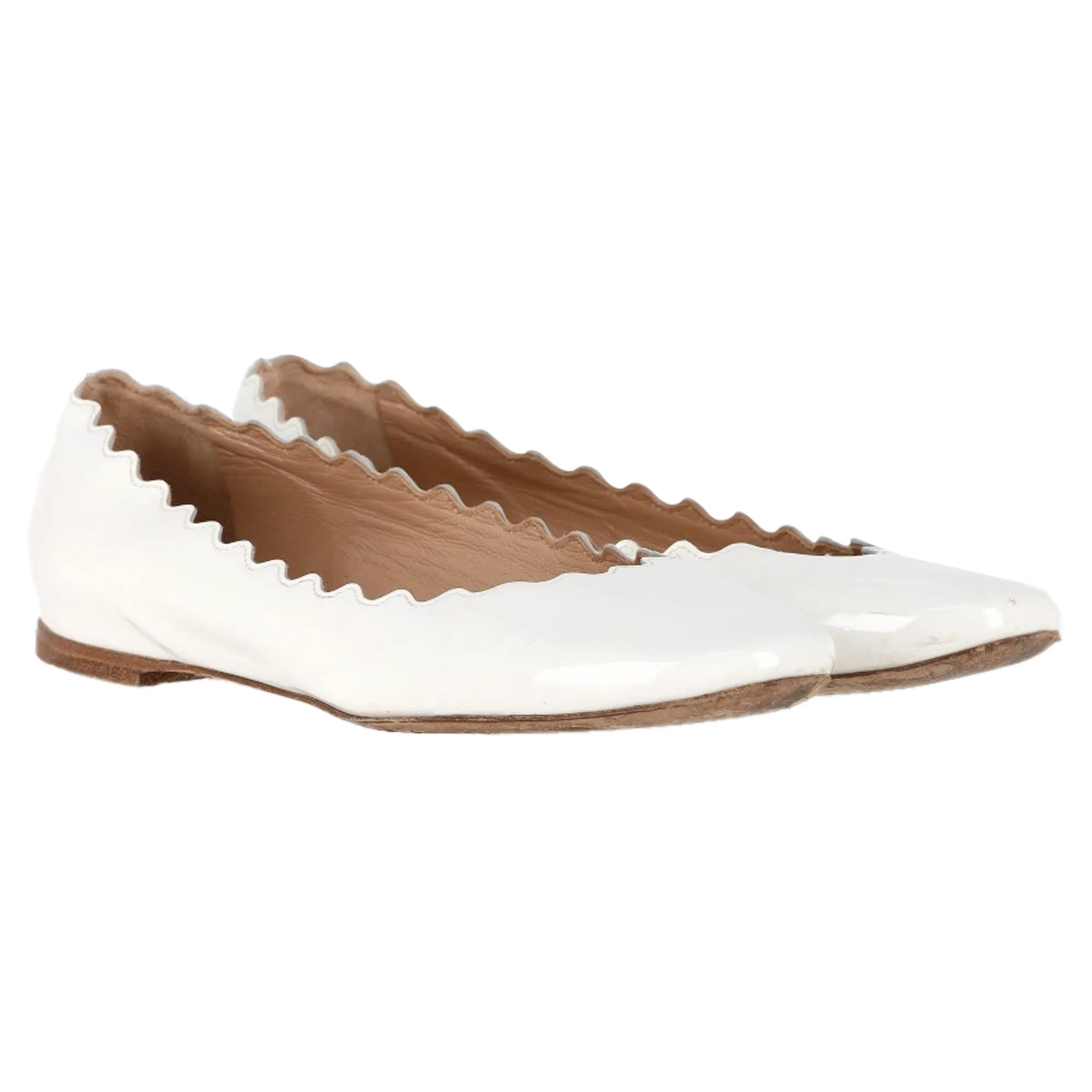 Chlo Lauren Ballet Flats in White Patent Leather