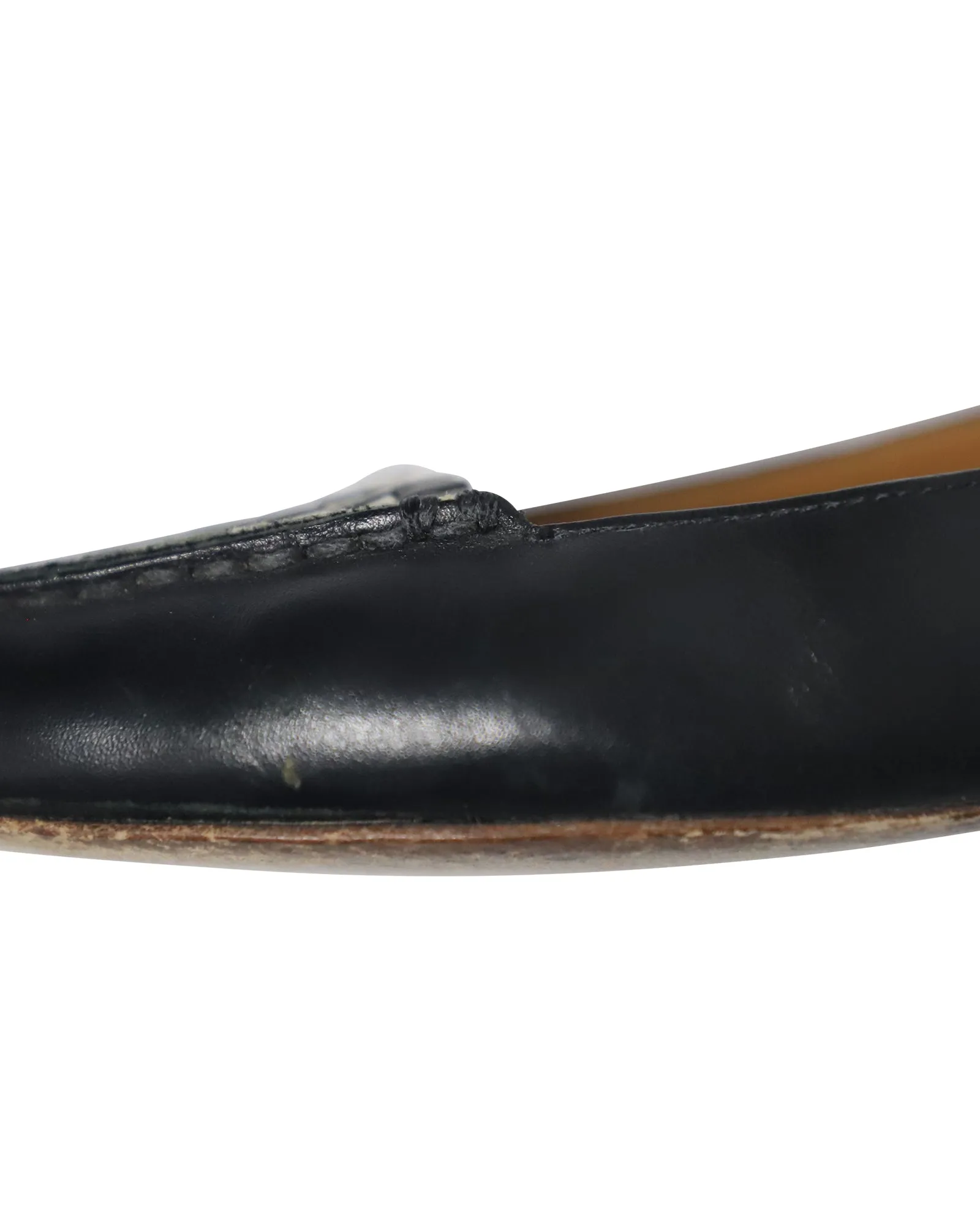 Coach Oakland Snake Print Pointed Ballet Flats in Black Leather