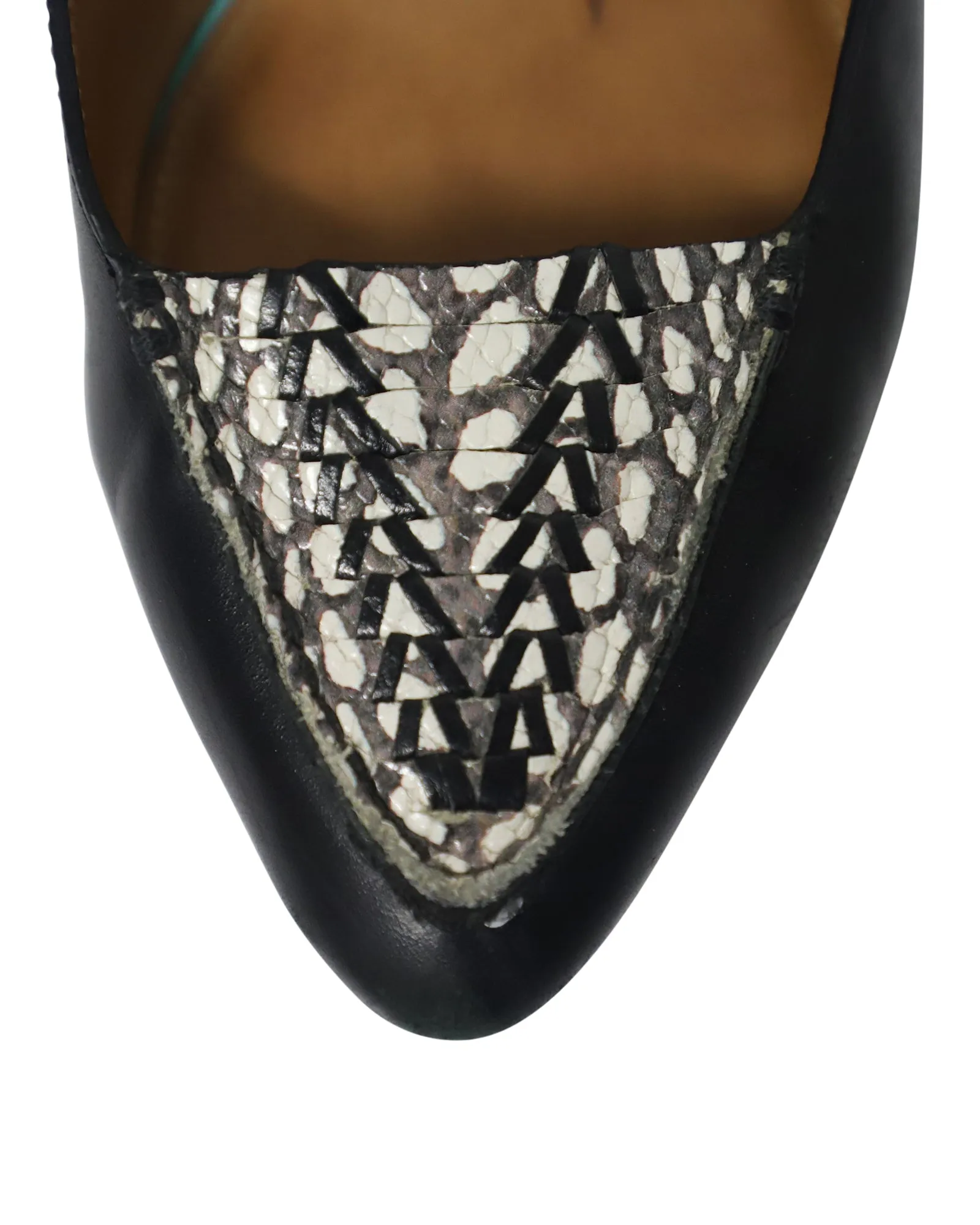 Coach Oakland Snake Print Pointed Ballet Flats in Black Leather