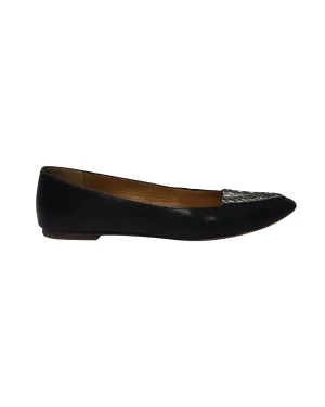 Coach Oakland Snake Print Pointed Ballet Flats in Black Leather