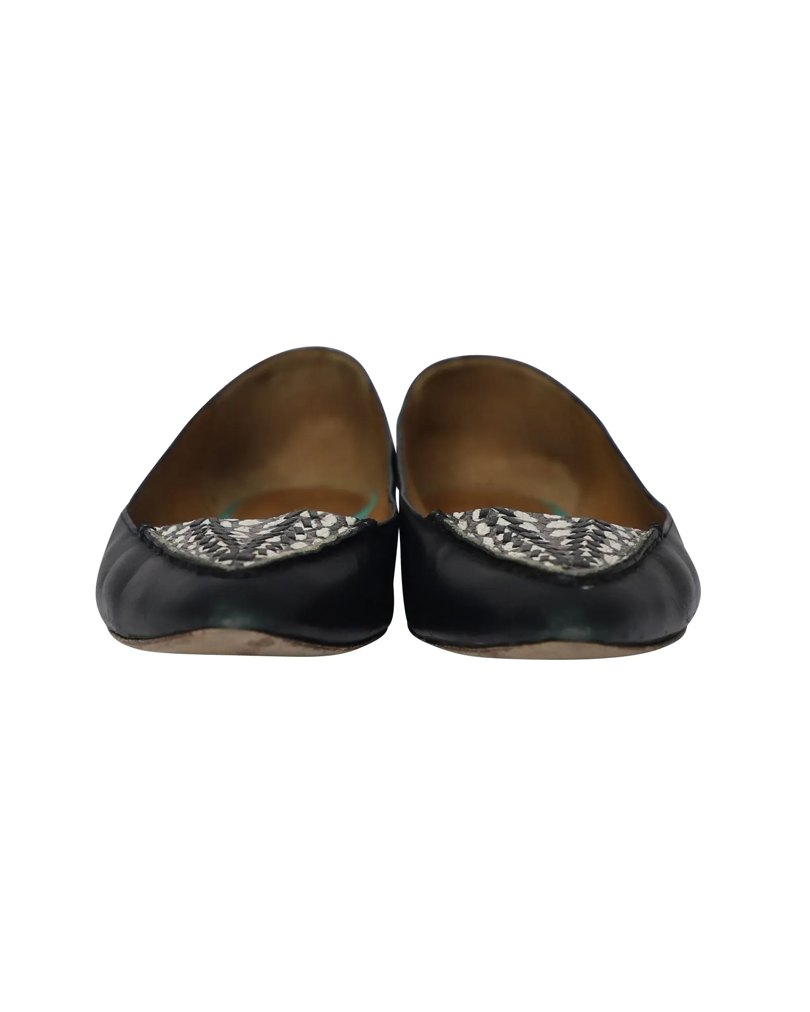 Coach Oakland Snake Print Pointed Ballet Flats in Black Leather