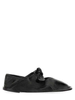 Crinkled Lambskin Shoes With Knot Detail