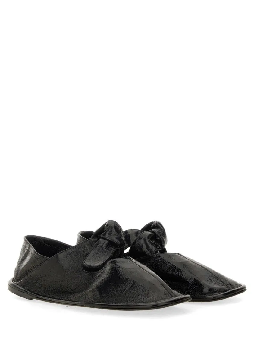 Crinkled Lambskin Shoes With Knot Detail