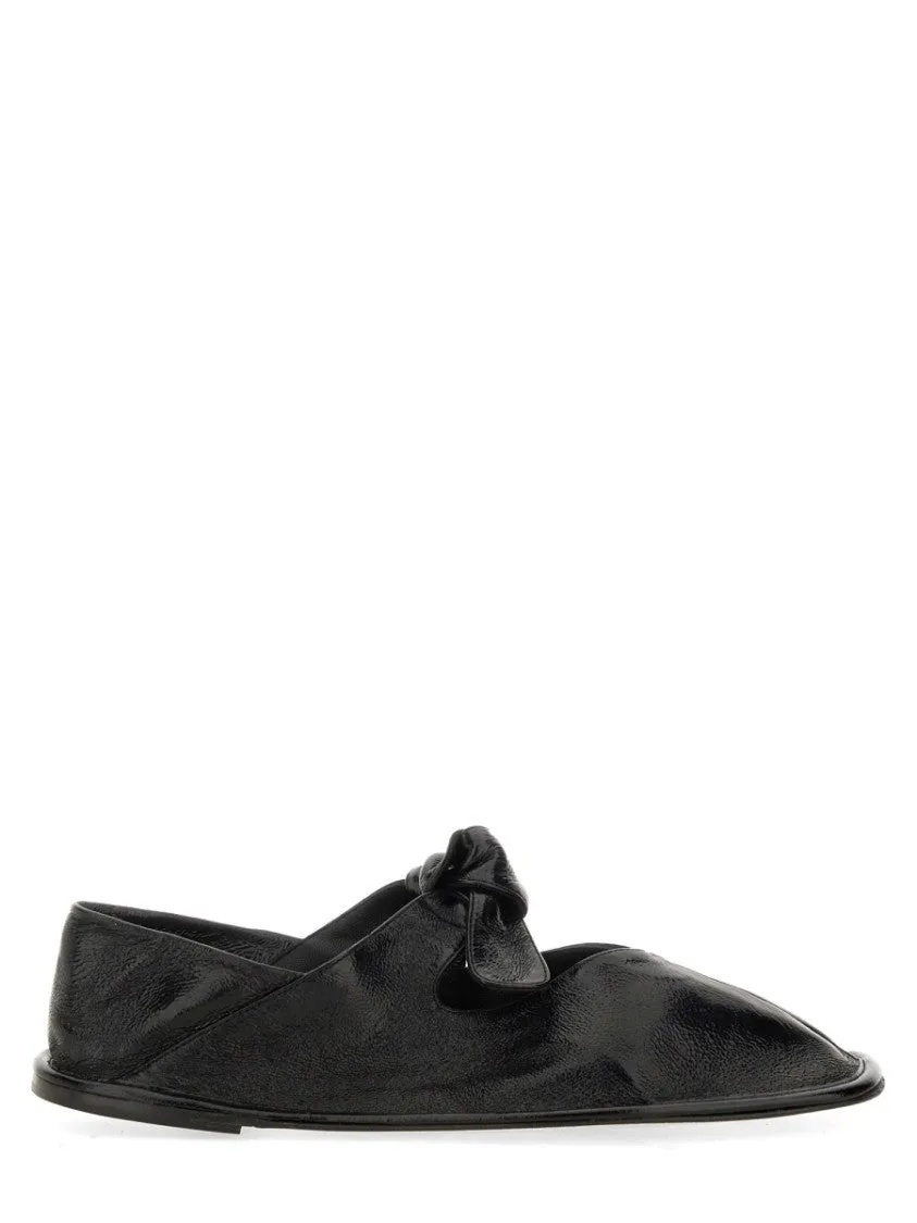 Crinkled Lambskin Shoes With Knot Detail