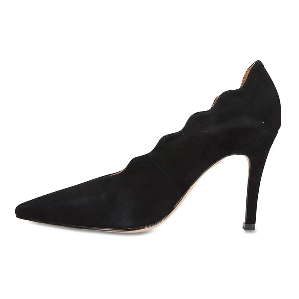 Della Heel in Black Suede