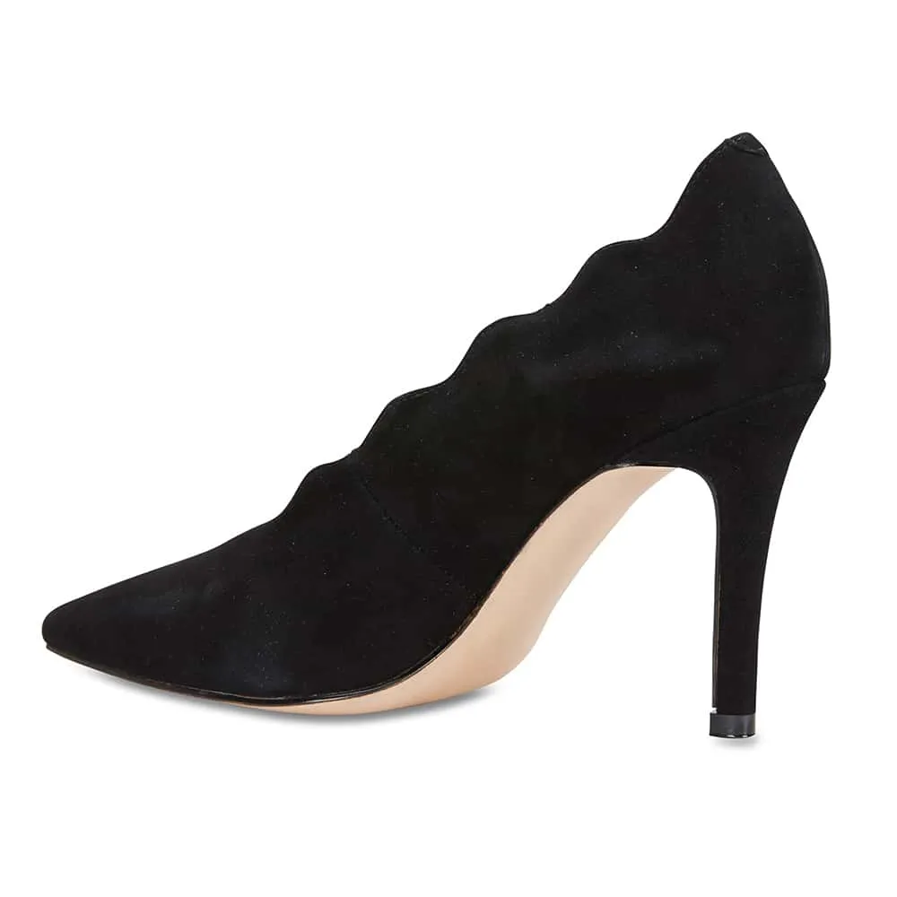 Della Heel in Black Suede