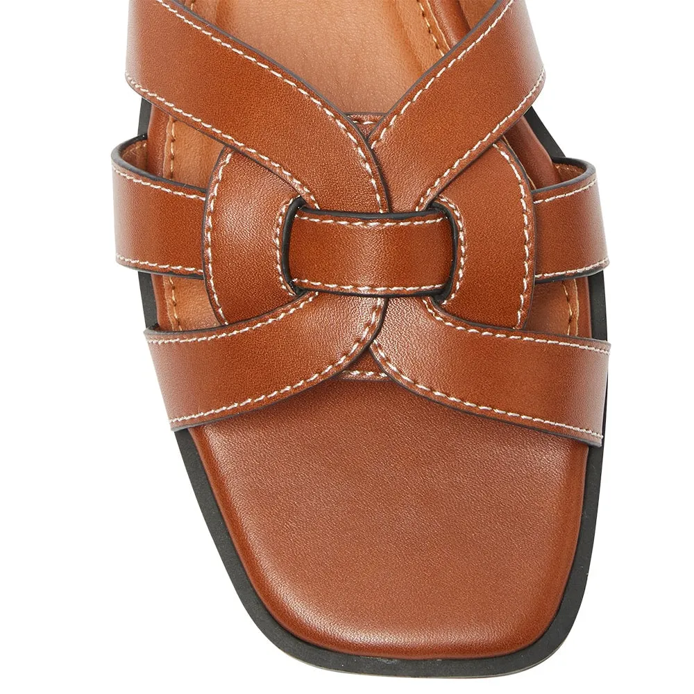 Demi Slide in Tan Smooth