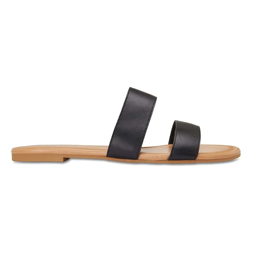 Deuce Slide in Black Leather