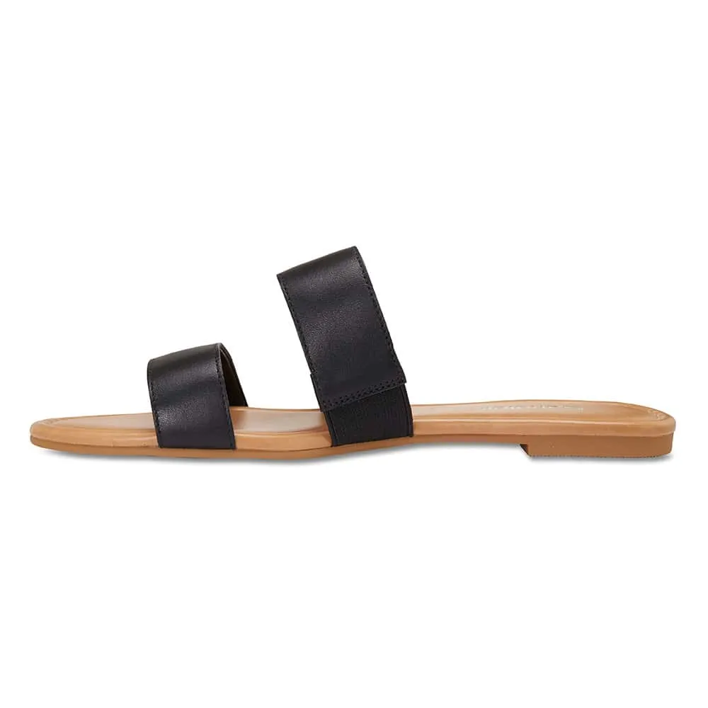 Deuce Slide in Black Leather