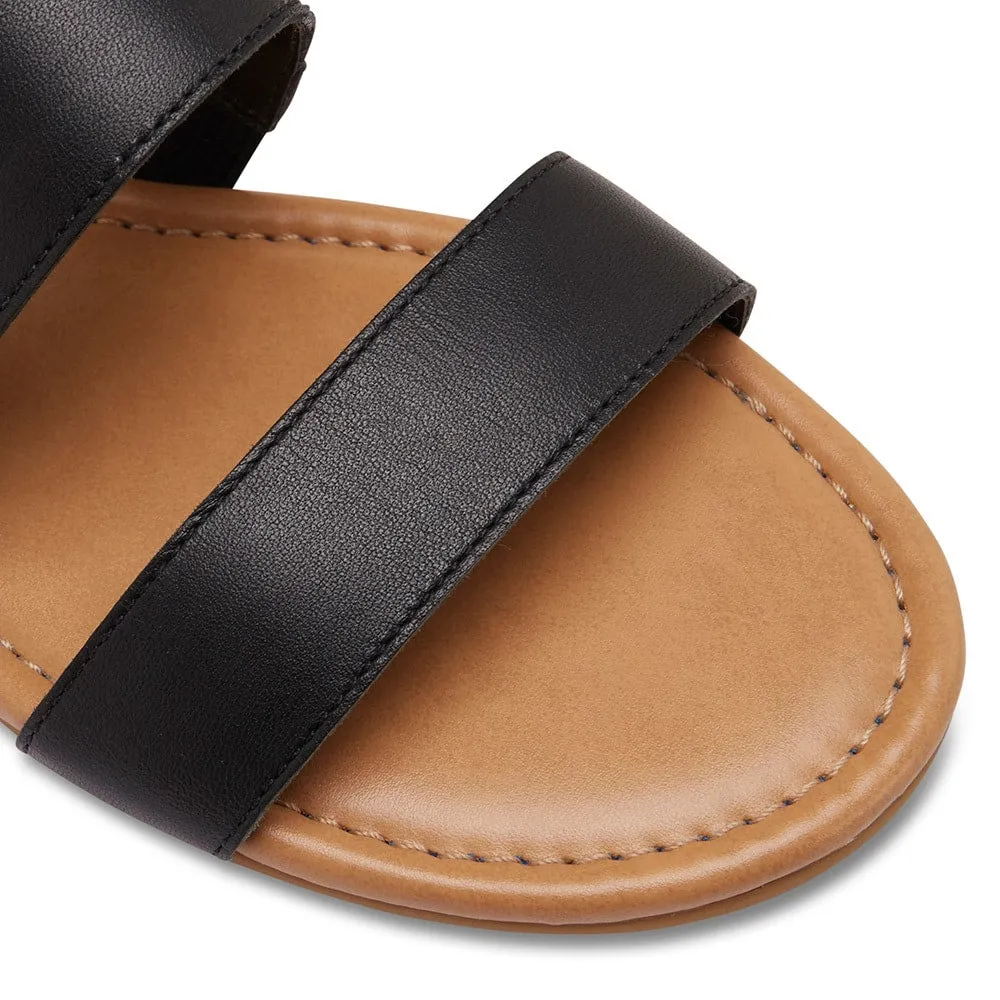 Deuce Slide in Black Leather