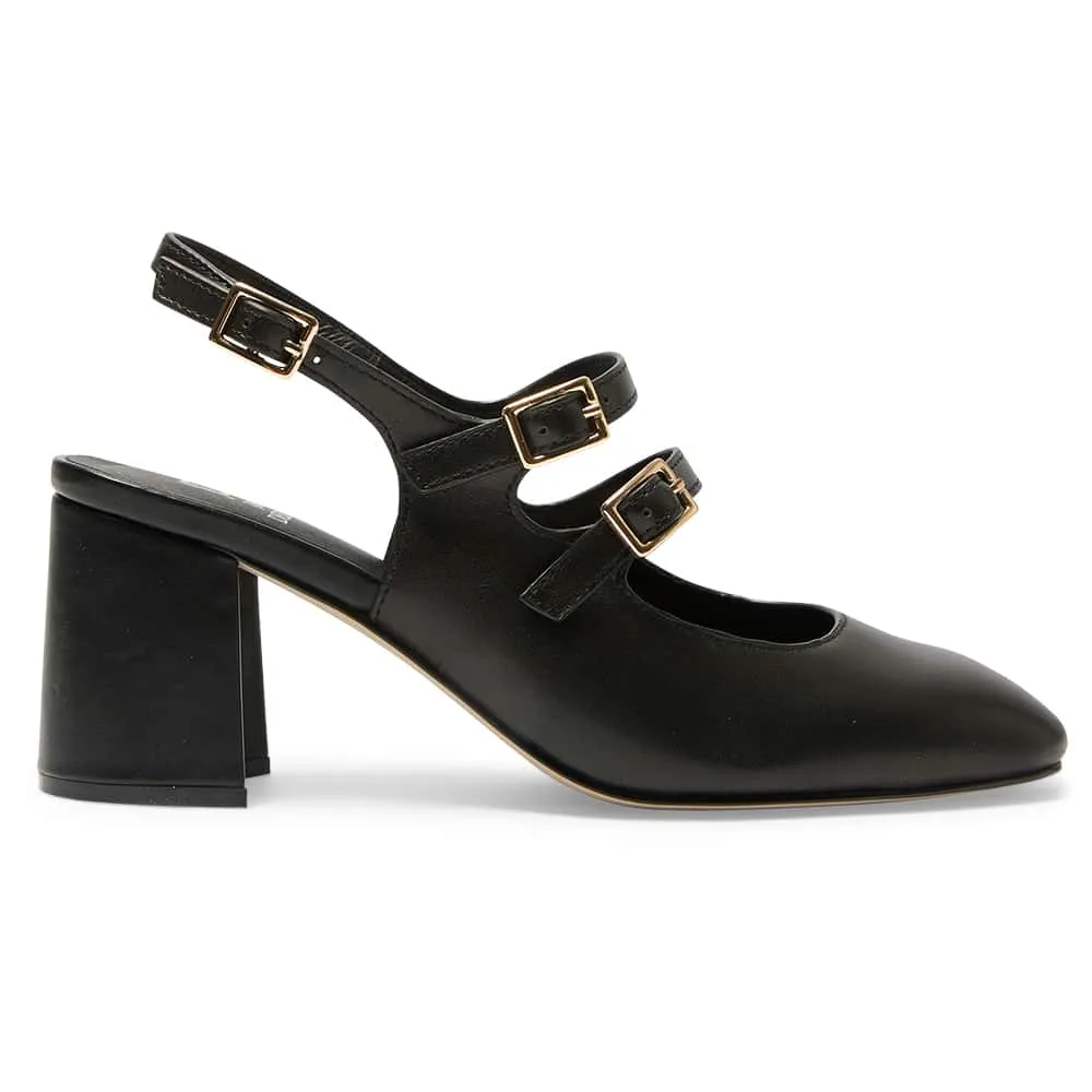 Diana Heel in Black Leather
