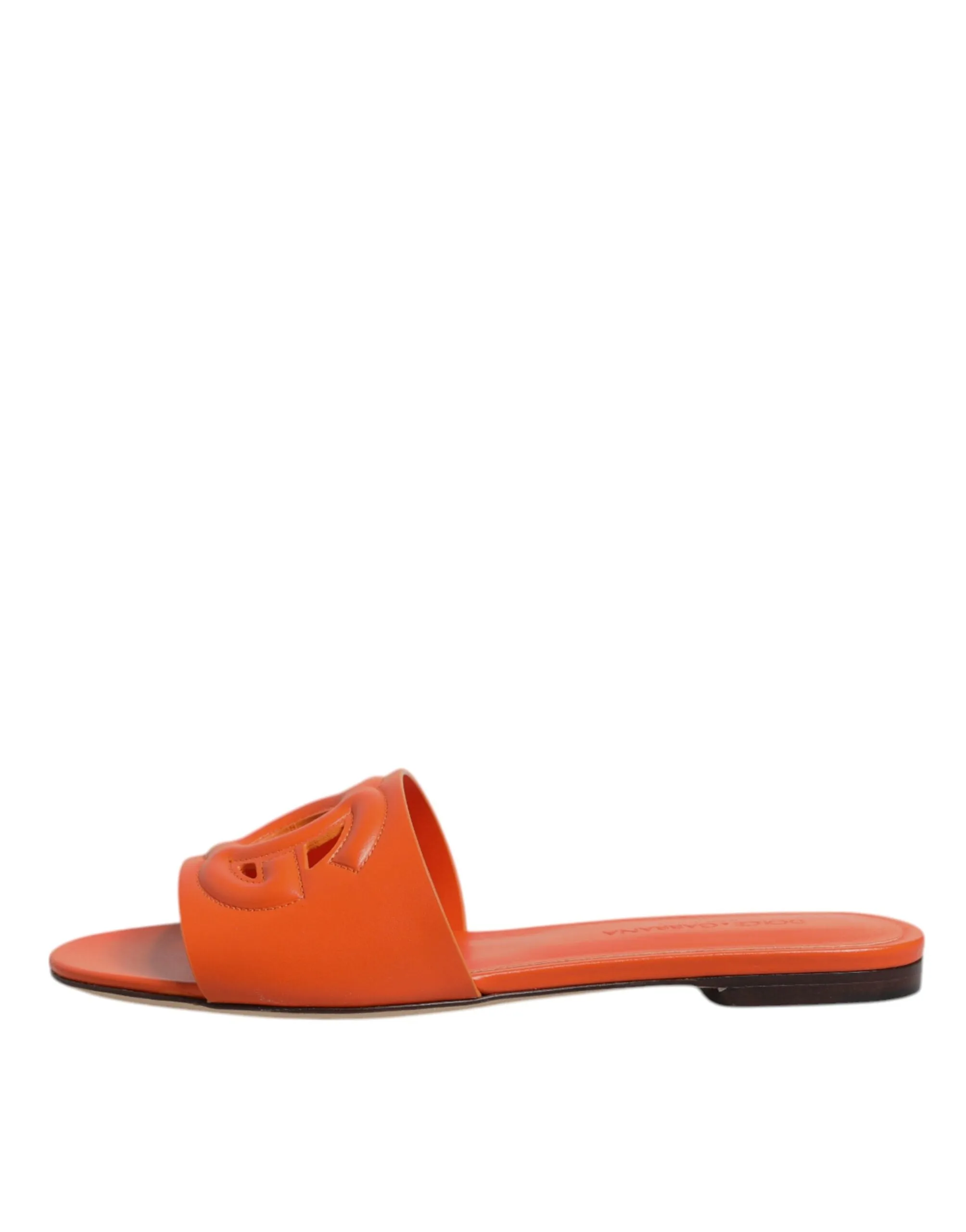 Dolce & Gabbana Leather Logo Flats Sandals Women's Shoes (Pre-Owned)