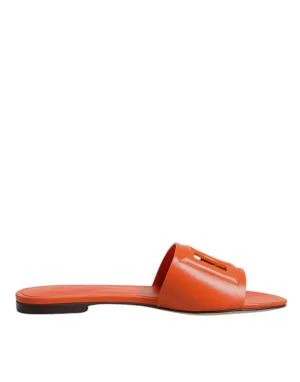 Dolce & Gabbana Leather Logo Flats Sandals Women's Shoes (Pre-Owned)