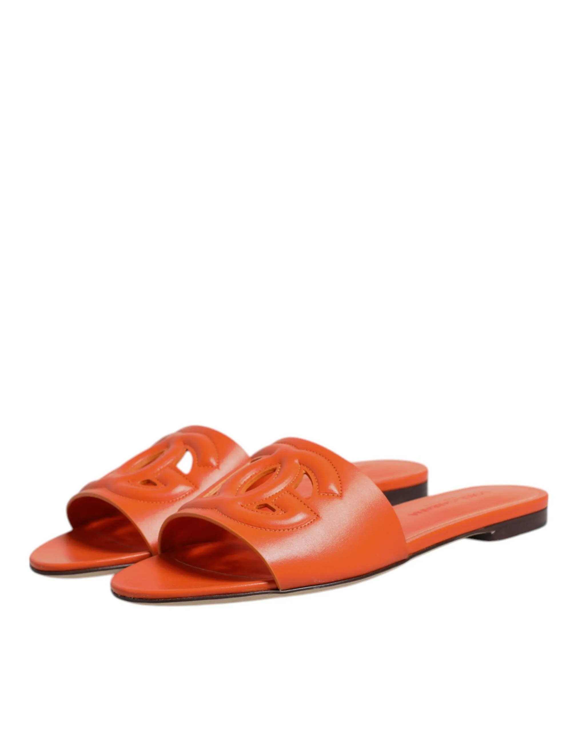 Dolce & Gabbana Leather Logo Flats Sandals Women's Shoes (Pre-Owned)