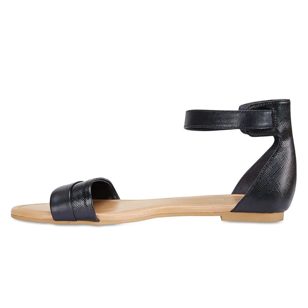 Domino Sandal in Black Leather