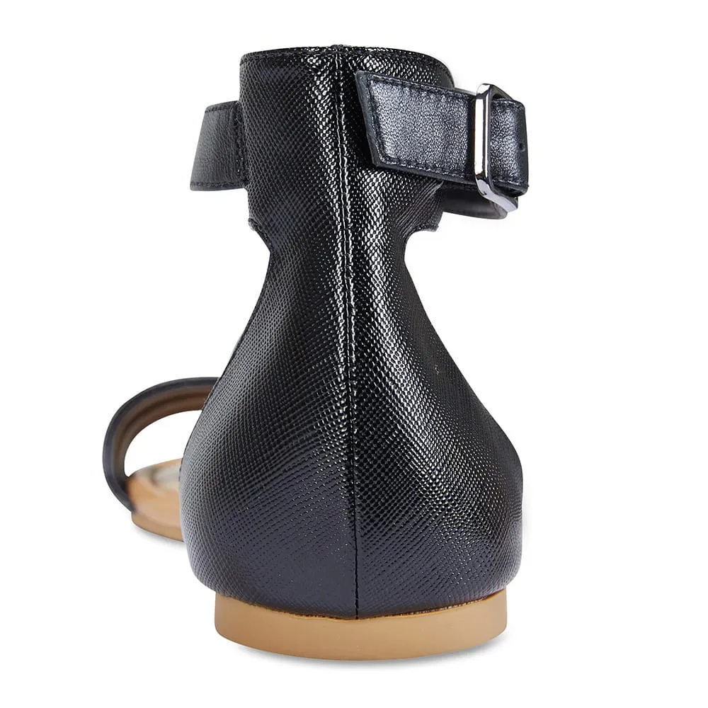 Domino Sandal in Black Leather