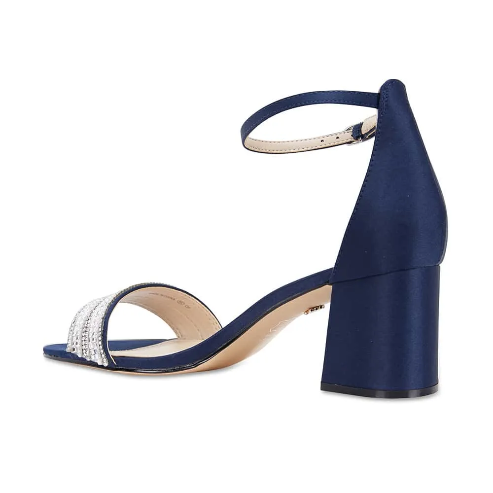 Elenora Heel in Navy Satin