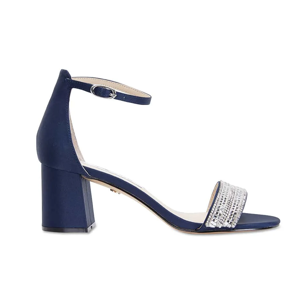 Elenora Heel in Navy Satin