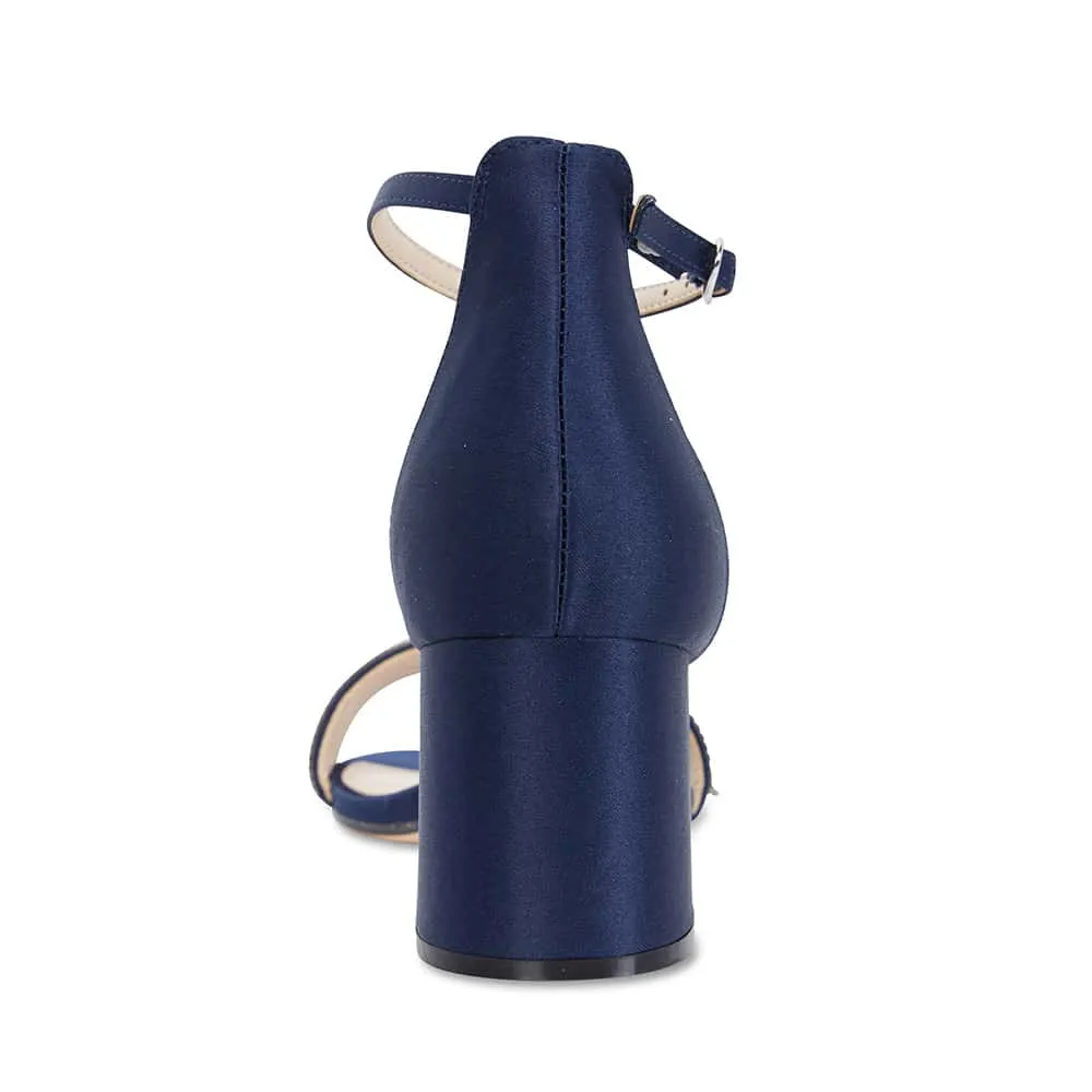 Elenora Heel in Navy Satin
