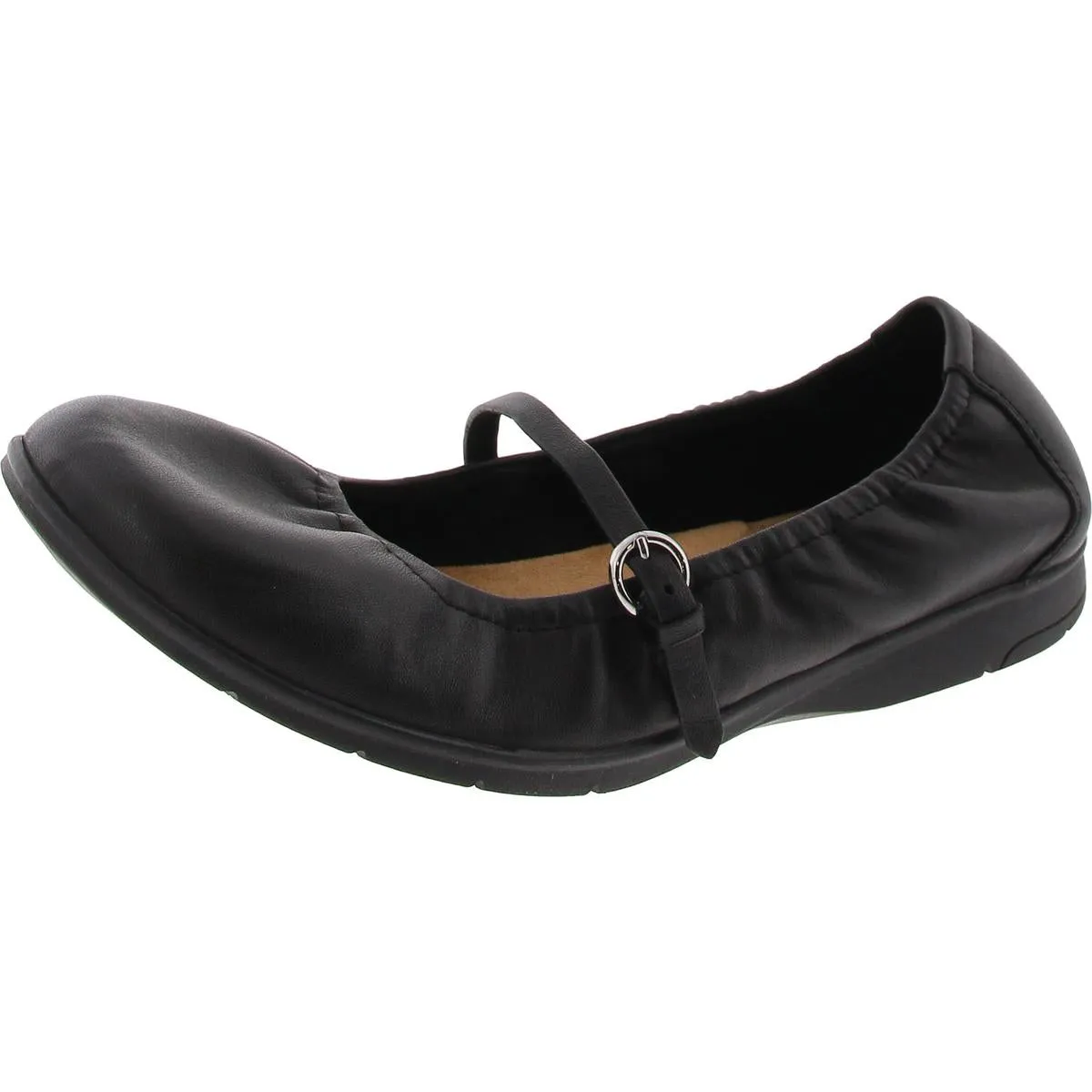 ETKORVINO Womens Buckle Leather Ballet Flats