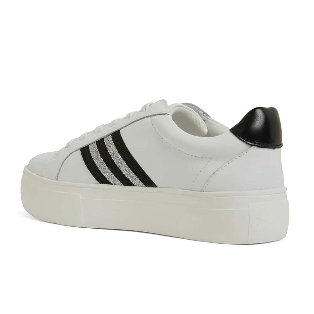 Fallon Sneaker in White And Silver Leather