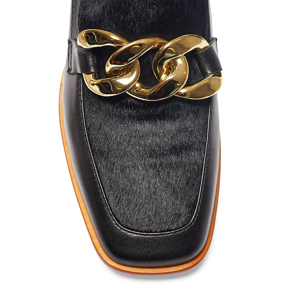 Fancy Loafer in Black Pony Leather