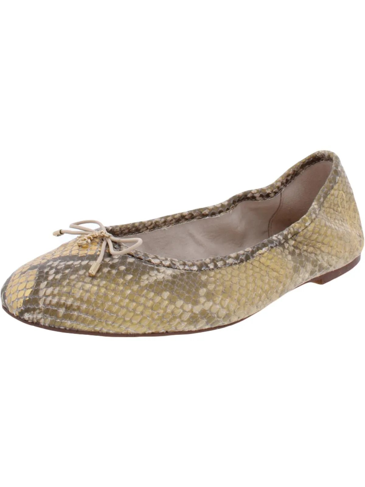 Felicia Womens Leather Round Toe Ballet Flats