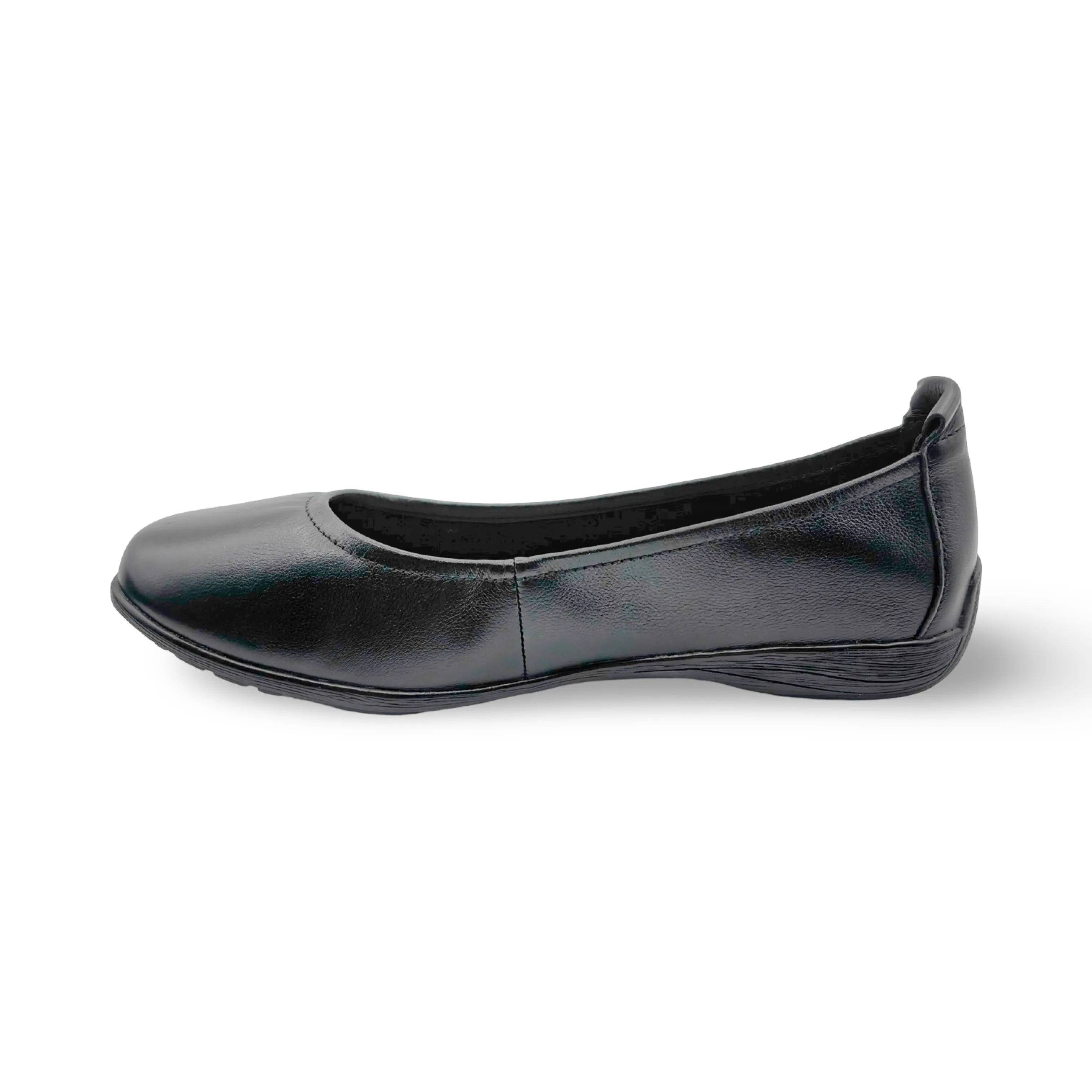 Fenja Black Leather Flat