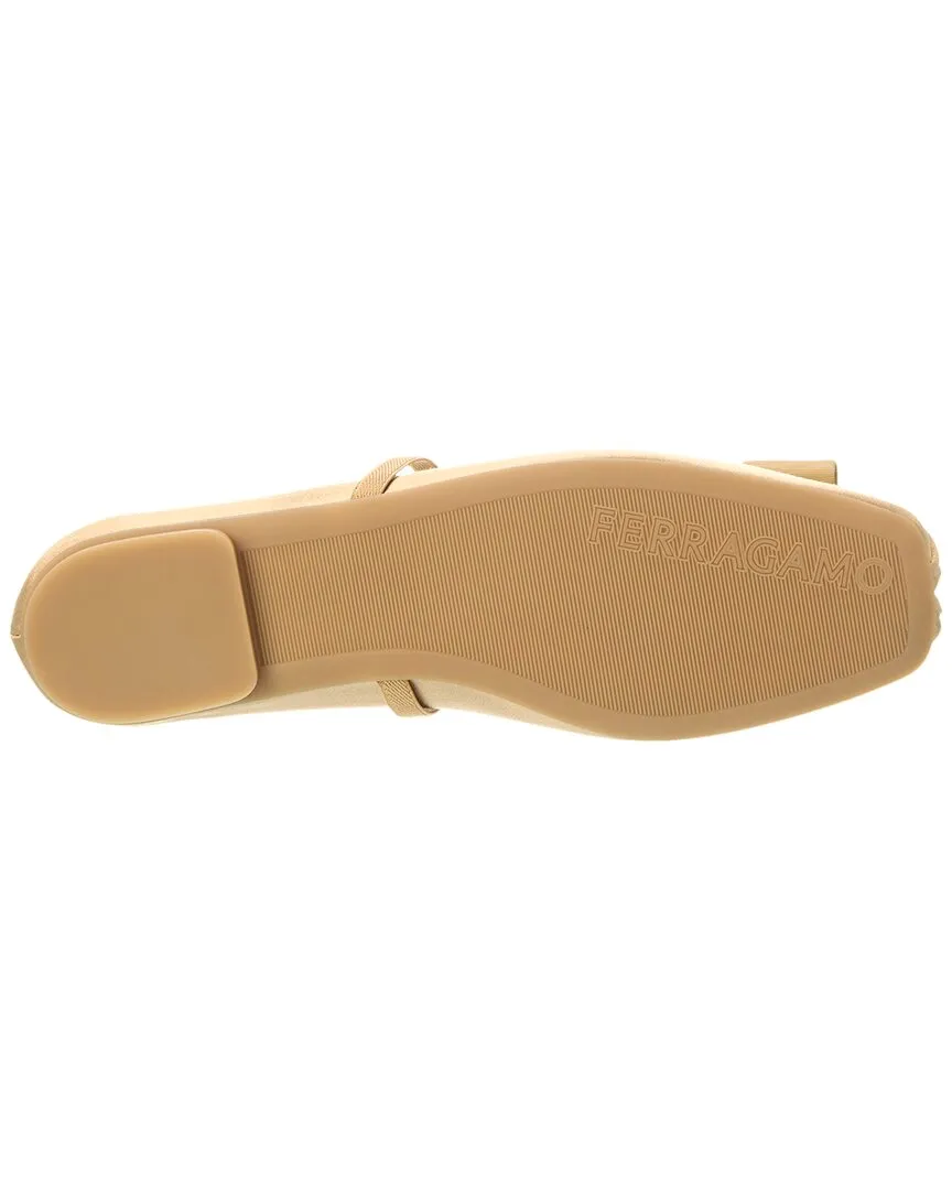 Ferragamo Zina T Plate Satin Ballerina Flat