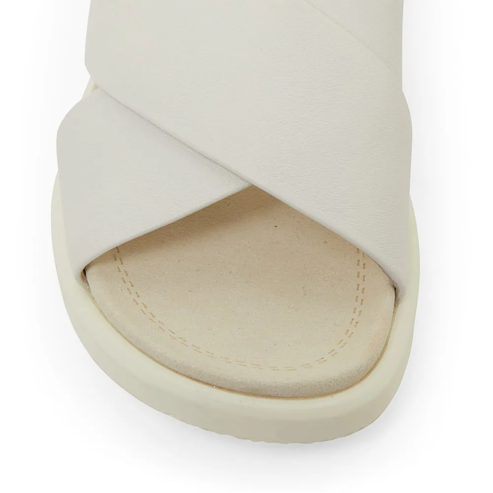 Ferry Slide in White Leather