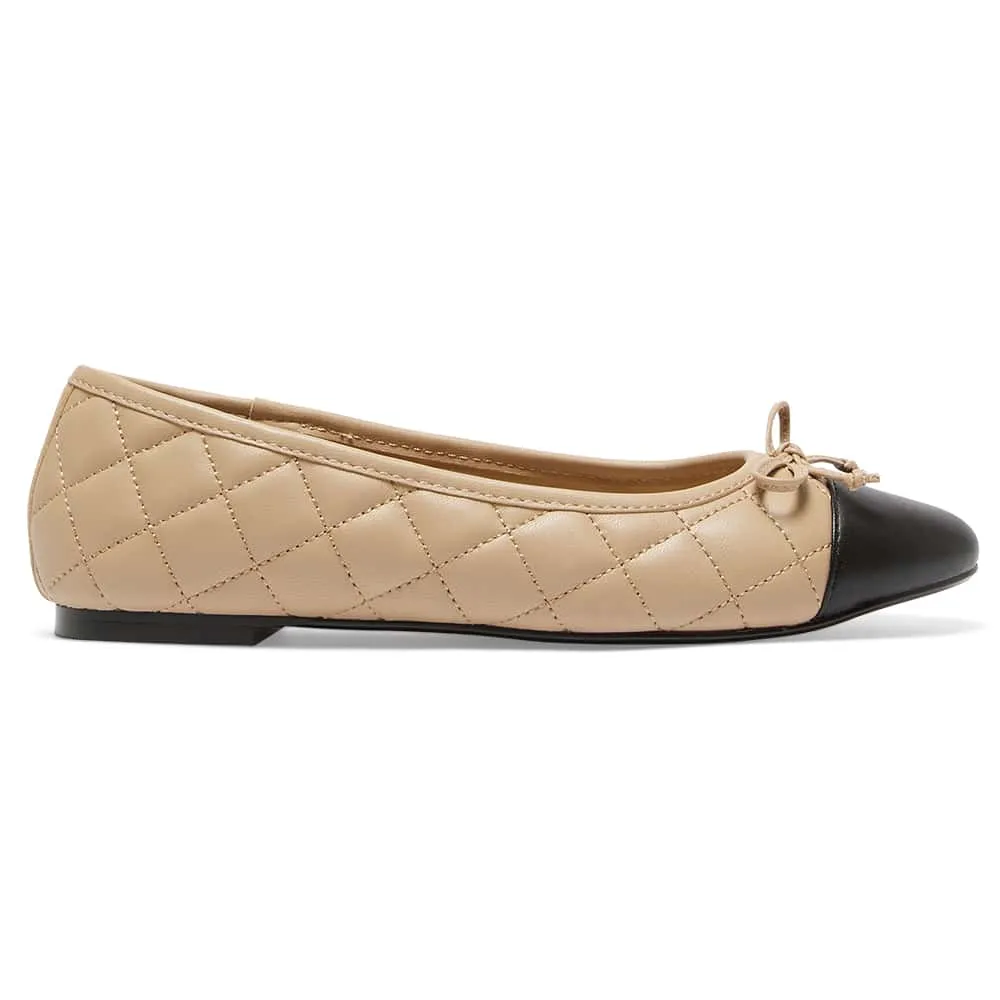 Fifi Flat in Black And Camel Leather