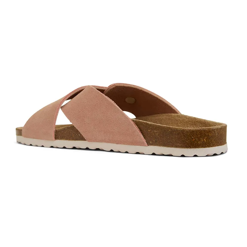 Fiji Slide in Pale Pink Suede Suede