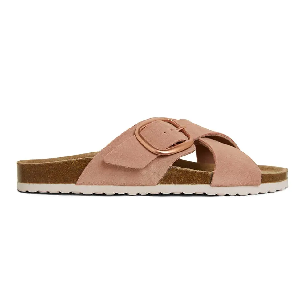 Fiji Slide in Pale Pink Suede Suede