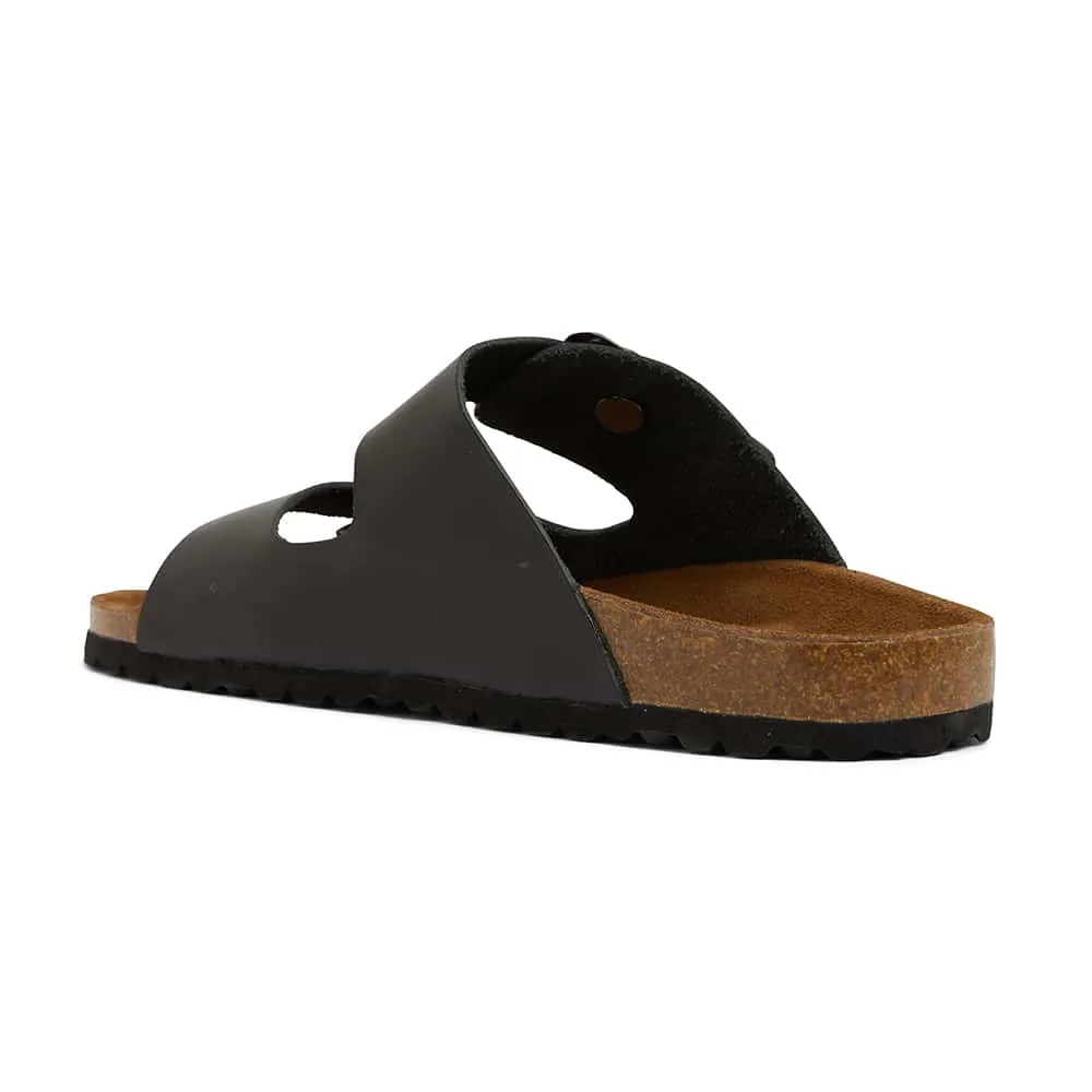 Florida Slide in Black Leather