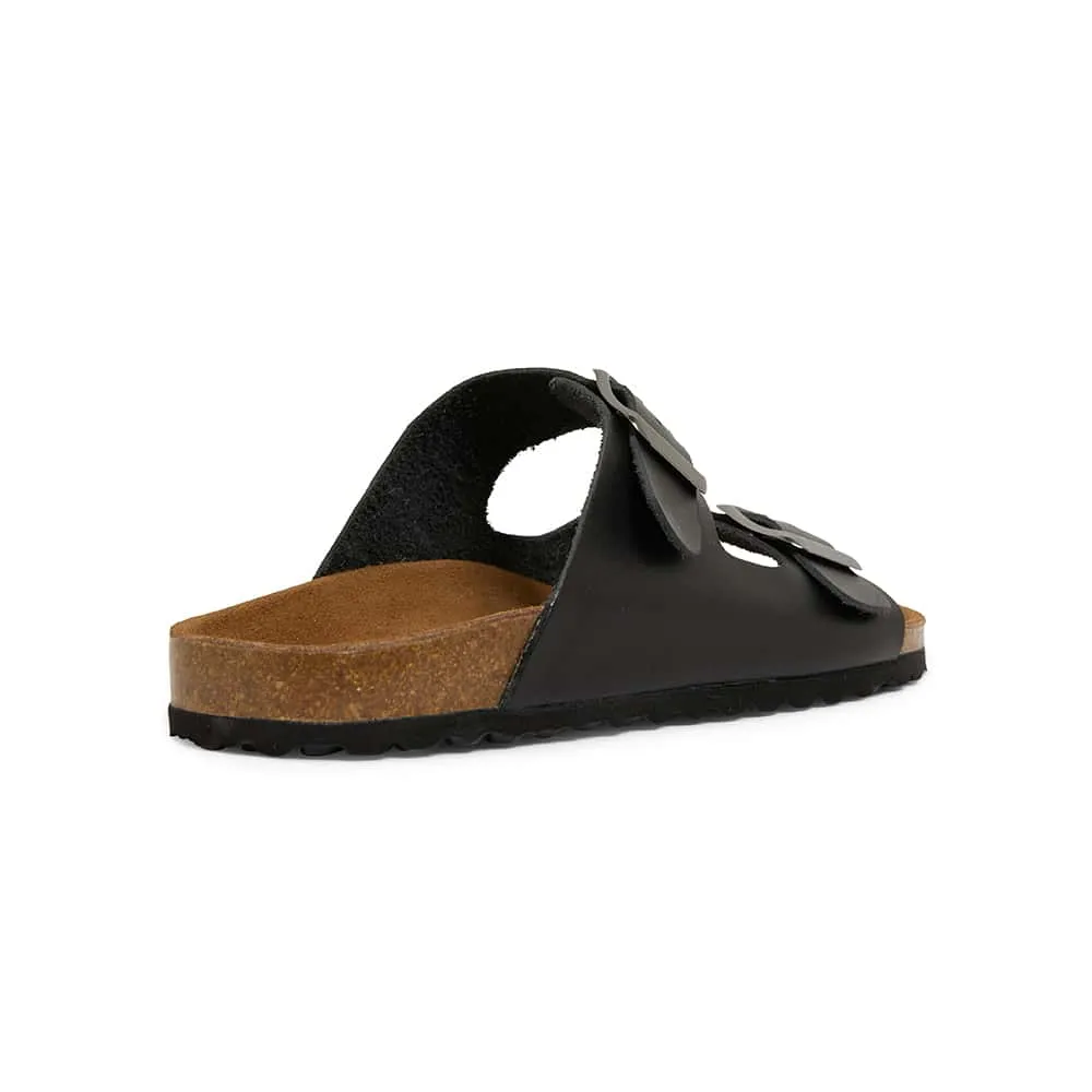 Florida Slide in Black Leather
