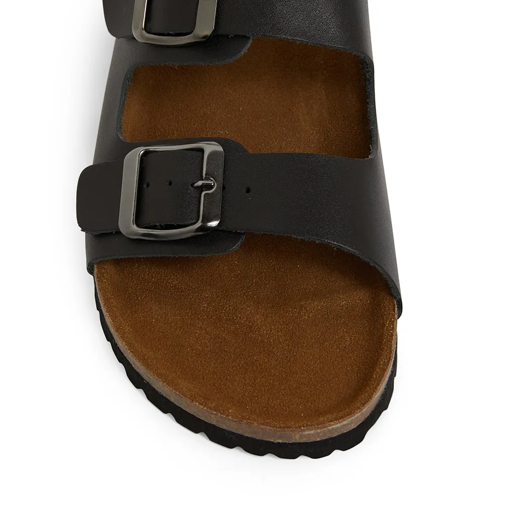 Florida Slide in Black Leather