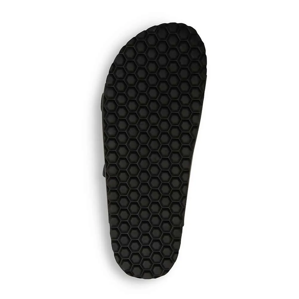 Florida Slide in Black Leather
