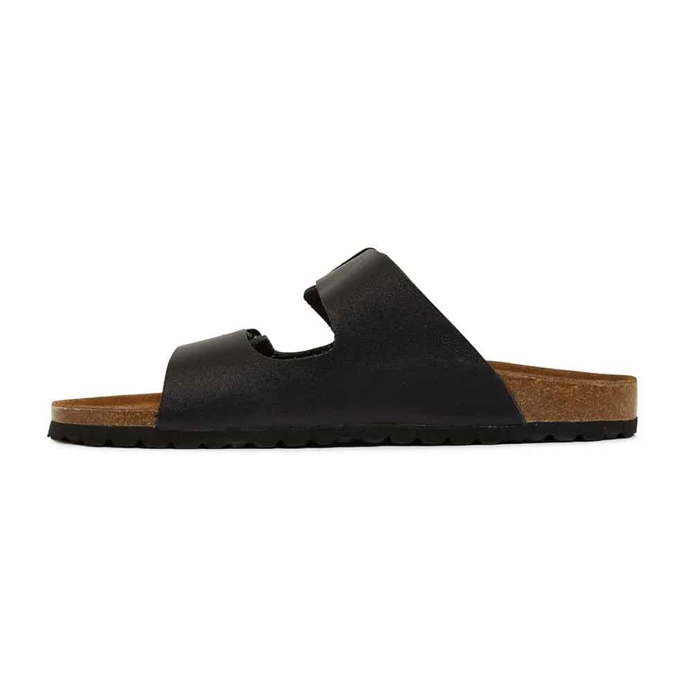 Florida Slide in Black Leather