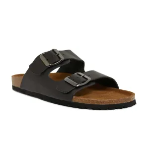 Florida Slide in Black Leather