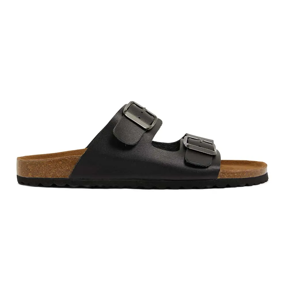 Florida Slide in Black Leather