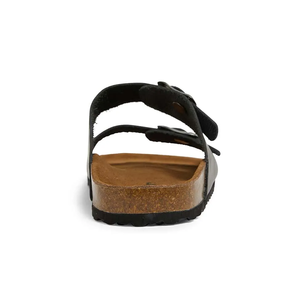Florida Slide in Black Leather