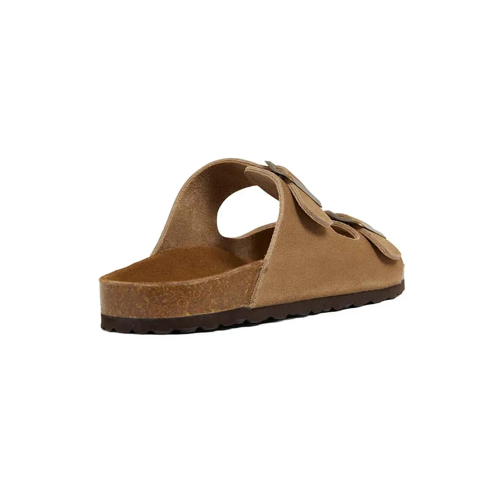 Florida Slide in Taupe Leather