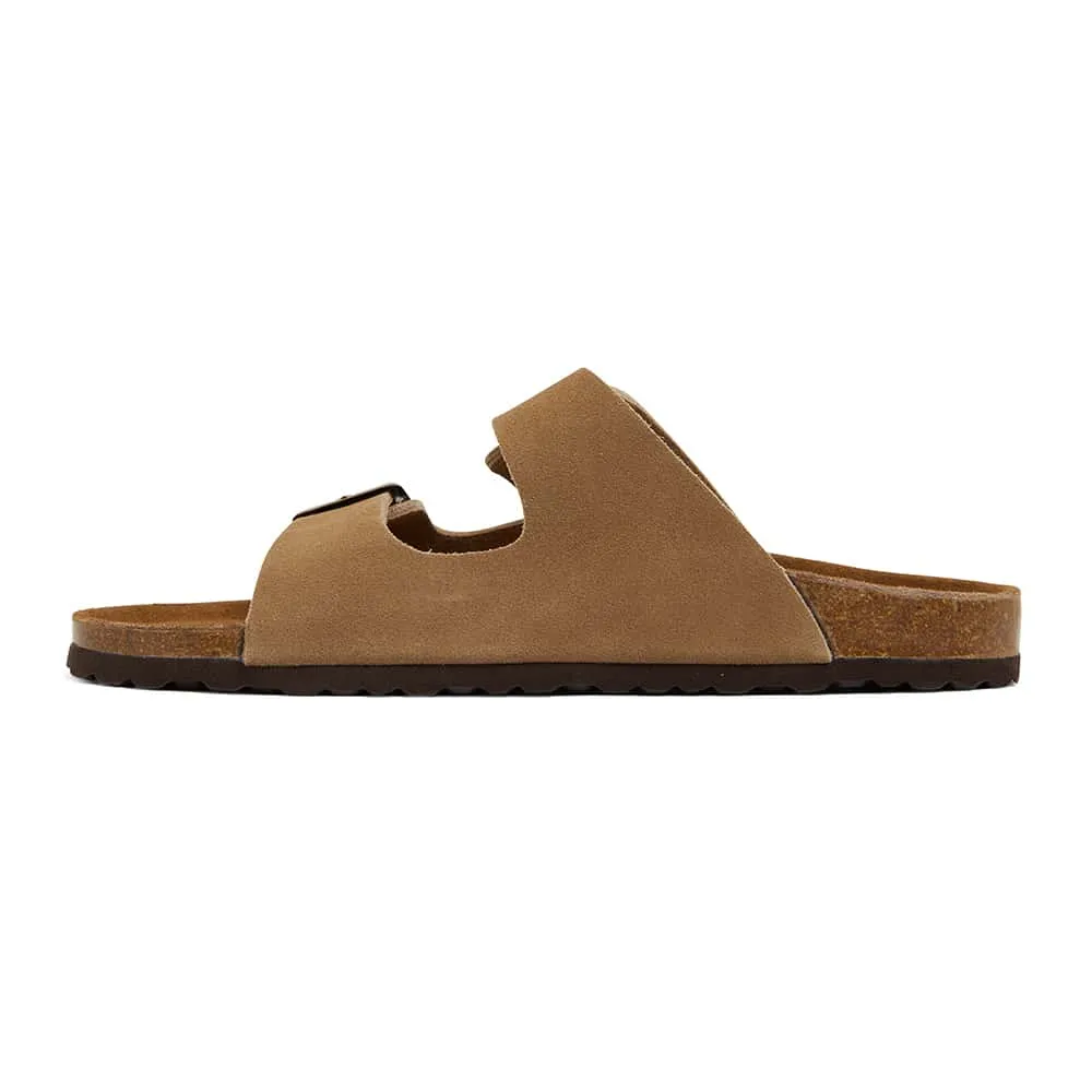 Florida Slide in Taupe Leather