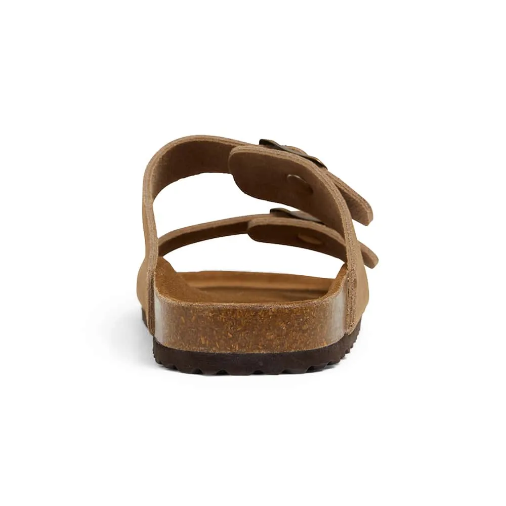 Florida Slide in Taupe Leather